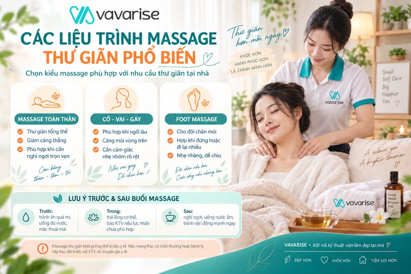 Không gian SPA thư giãn tại nhà với bàn massage và đá nóng