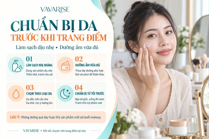 Chuẩn bị da nhẹ nhàng trước khi trang điểm