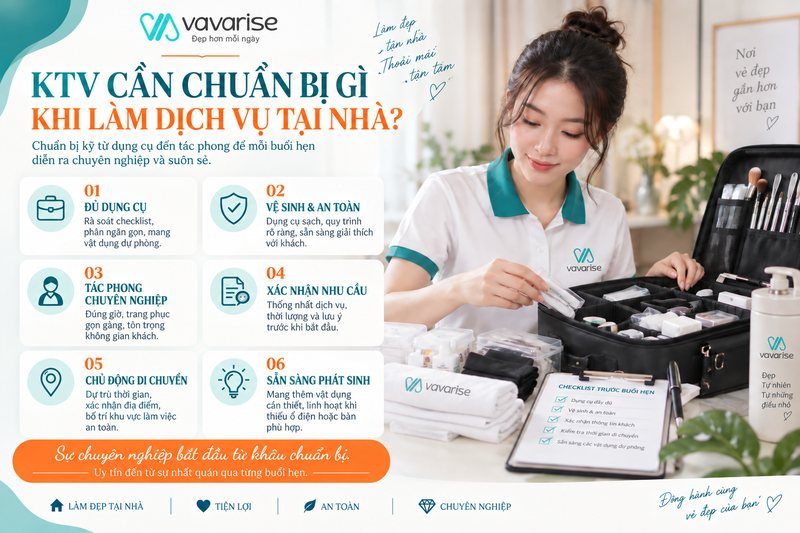 Kỹ thuật viên chuẩn bị dụng cụ trước buổi dịch vụ tại nhà
