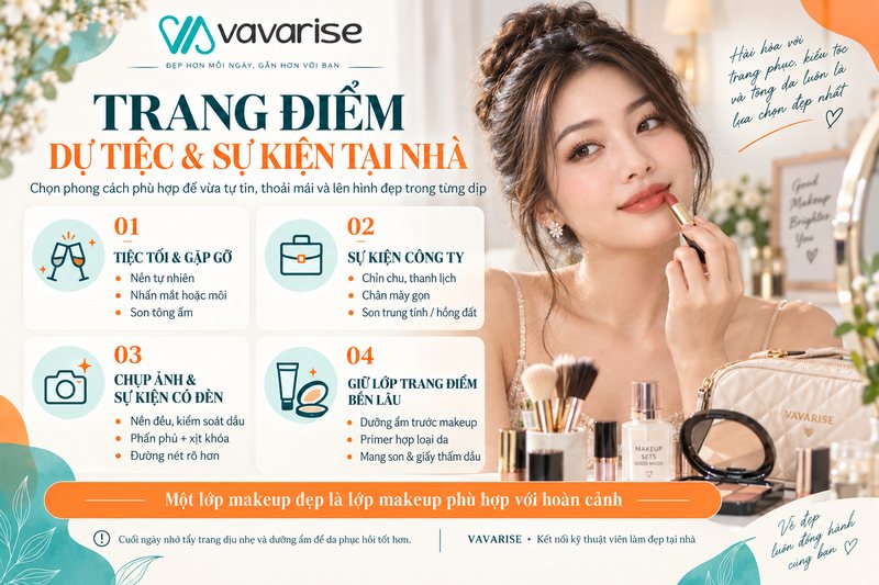 Trang điểm chuẩn bị cho tiệc và sự kiện tại nhà