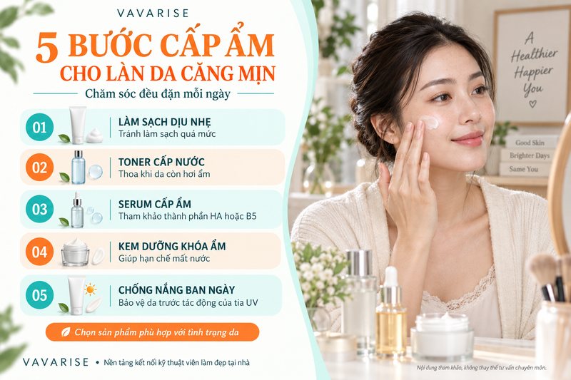 Cô gái thoa kem dưỡng ẩm chăm sóc da trước gương